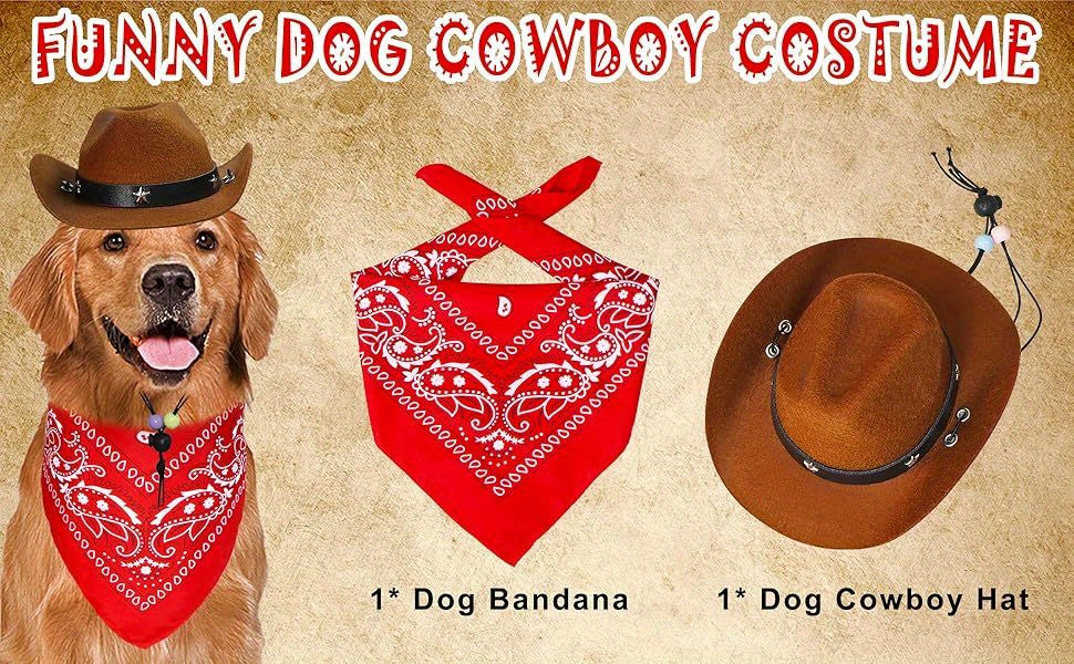 Costume Cowboy Halloween Chien Chat - Chapeau et Bandana Western Festif