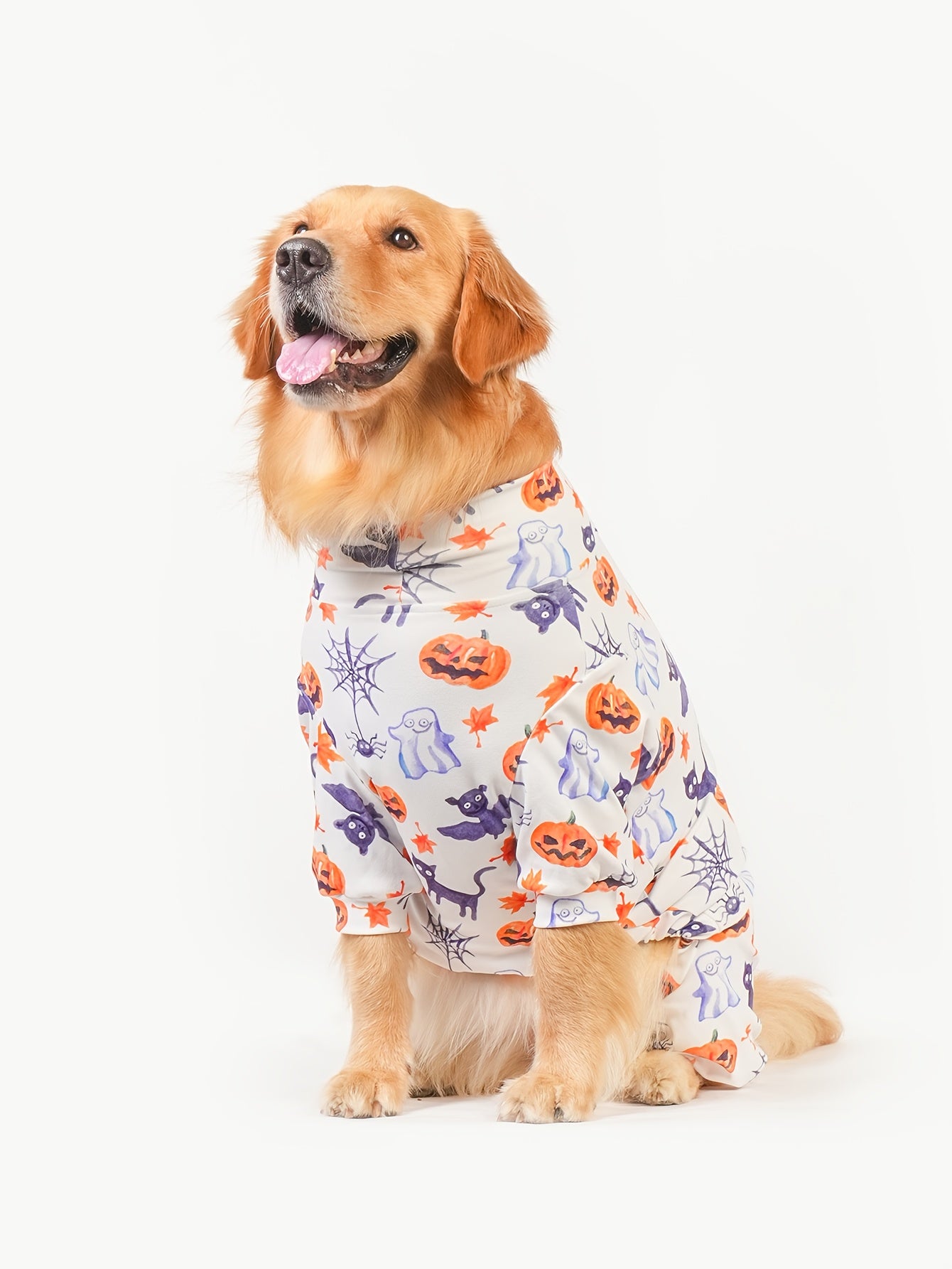 Pyjama Halloween Chien PUPBIU - Vêtement Doux Motifs Citrouille et Chauve-Souris