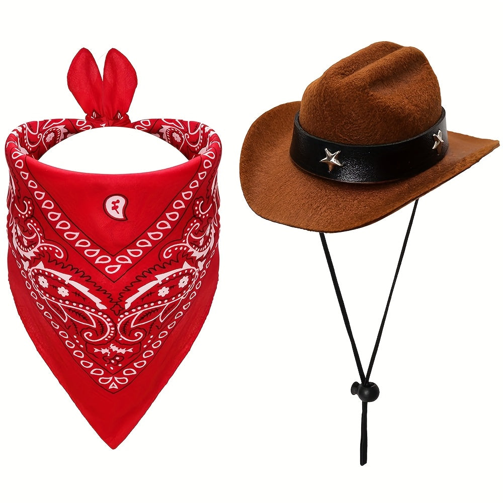 Costume Cowboy Halloween Chien Chat - Chapeau et Bandana Western Festif
