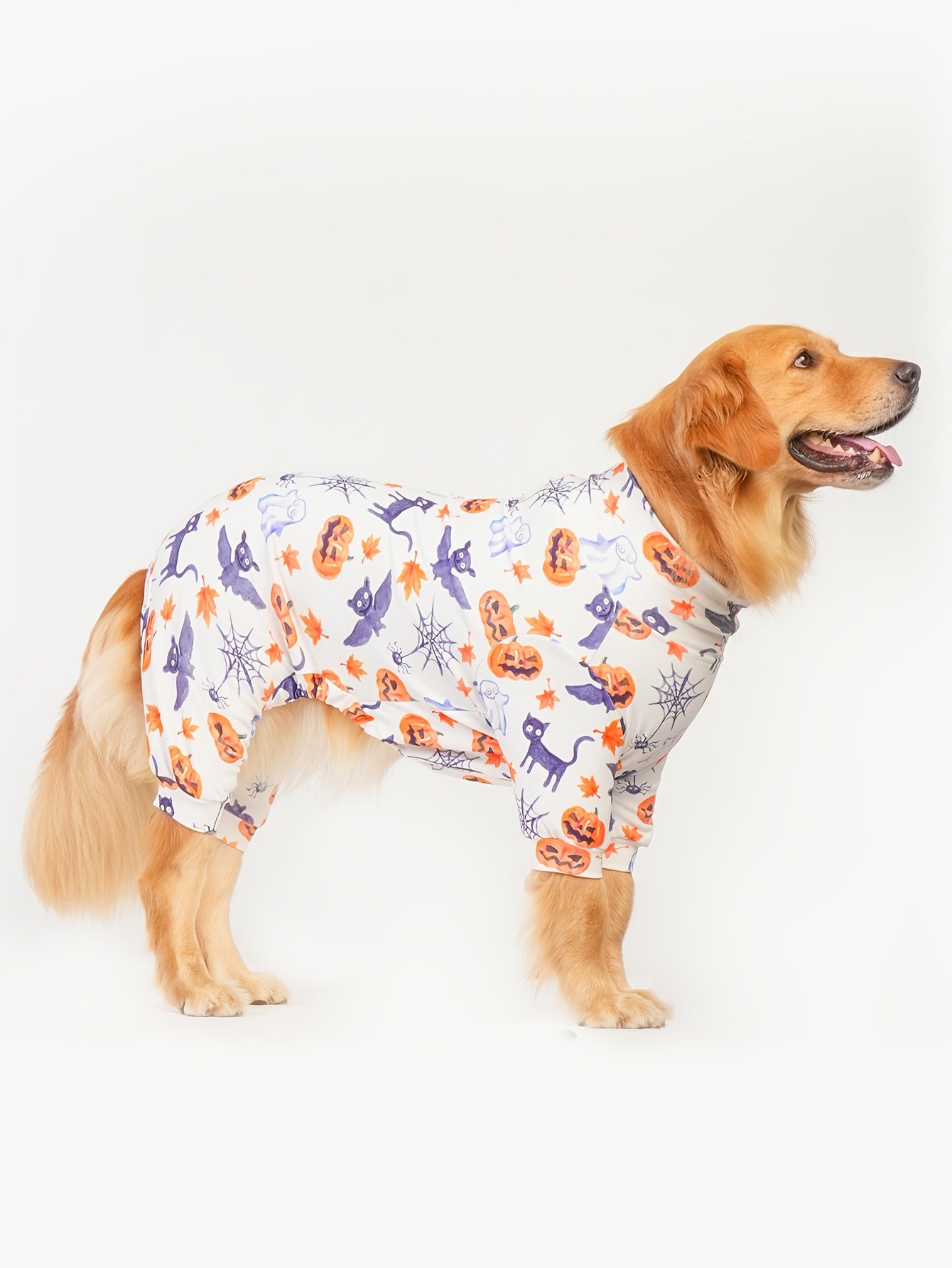 Pyjama Halloween Chien PUPBIU - Vêtement Doux Motifs Citrouille et Chauve-Souris