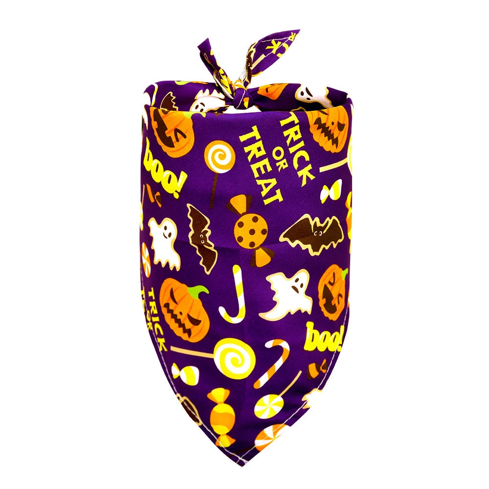 Bandana Halloween Chien Chat - Triangle Ajustable Imprimé Festif