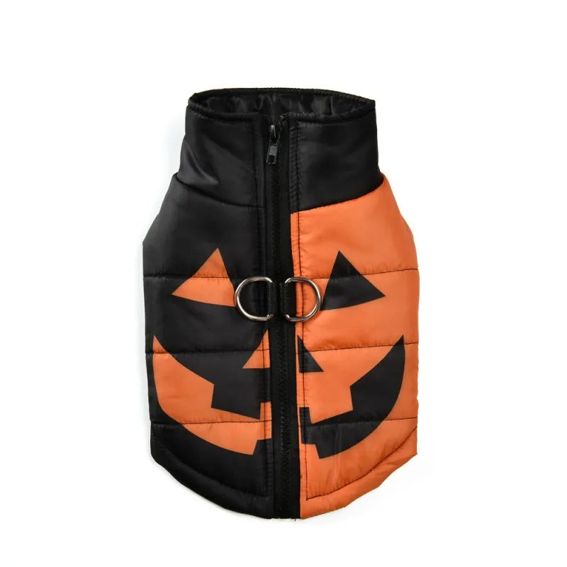 Veste Halloween Chien - Manteau Hiver Imprimé Citrouille Imperméable
