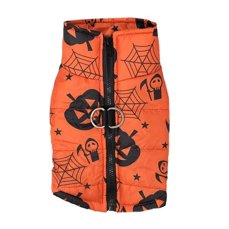 Veste Halloween Chien - Manteau Hiver Imprimé Citrouille Imperméable