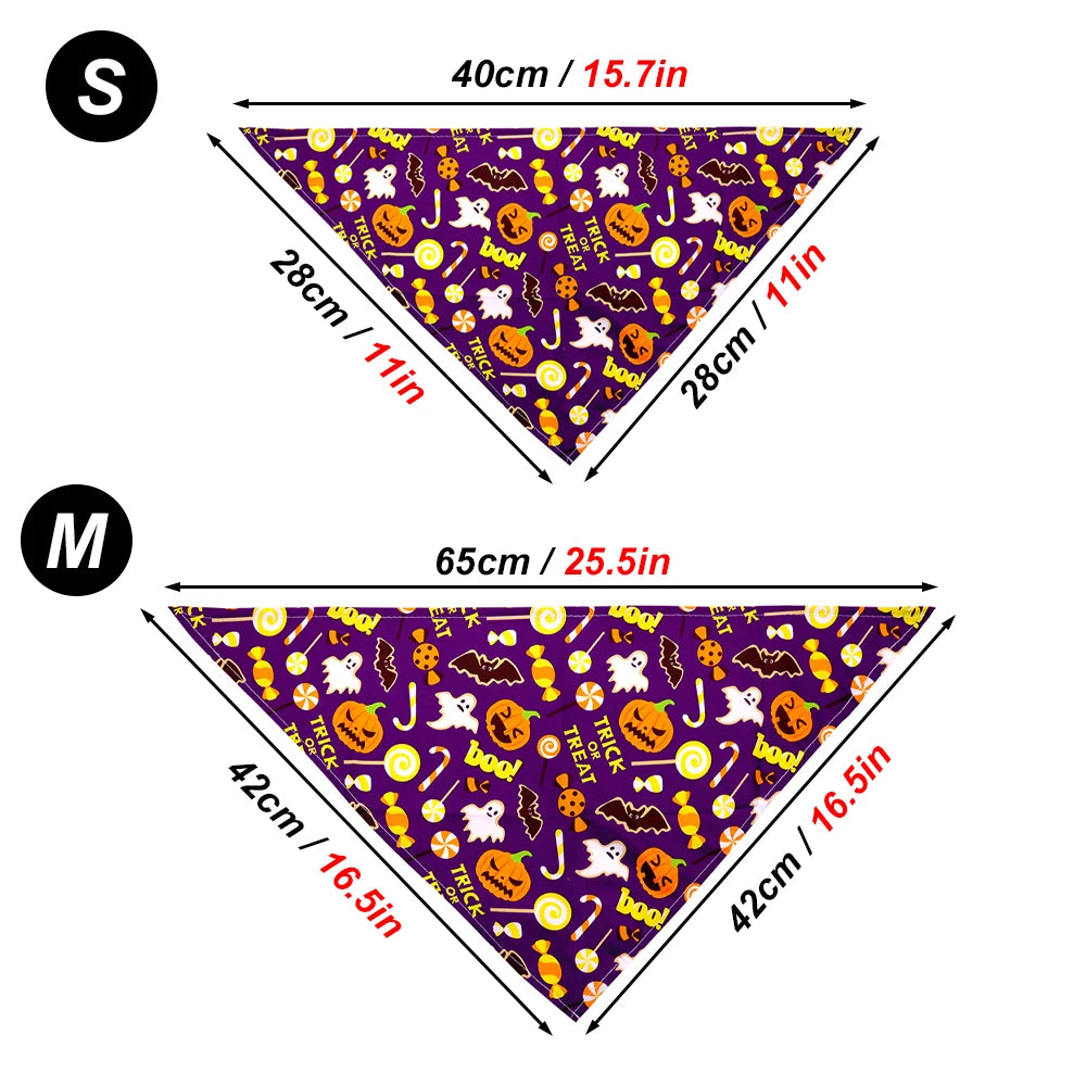 Bandana Halloween Chien Chat - Triangle Ajustable Imprimé Festif