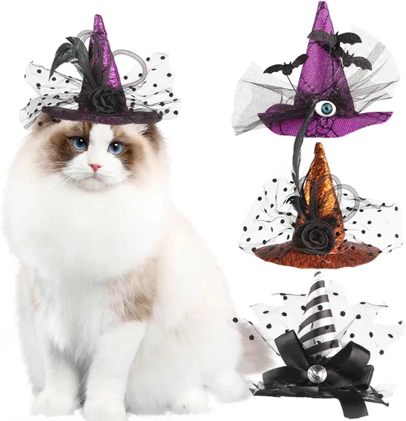 Chapeau Sorcière Halloween Chien Ajustable 3 Couleurs Léger