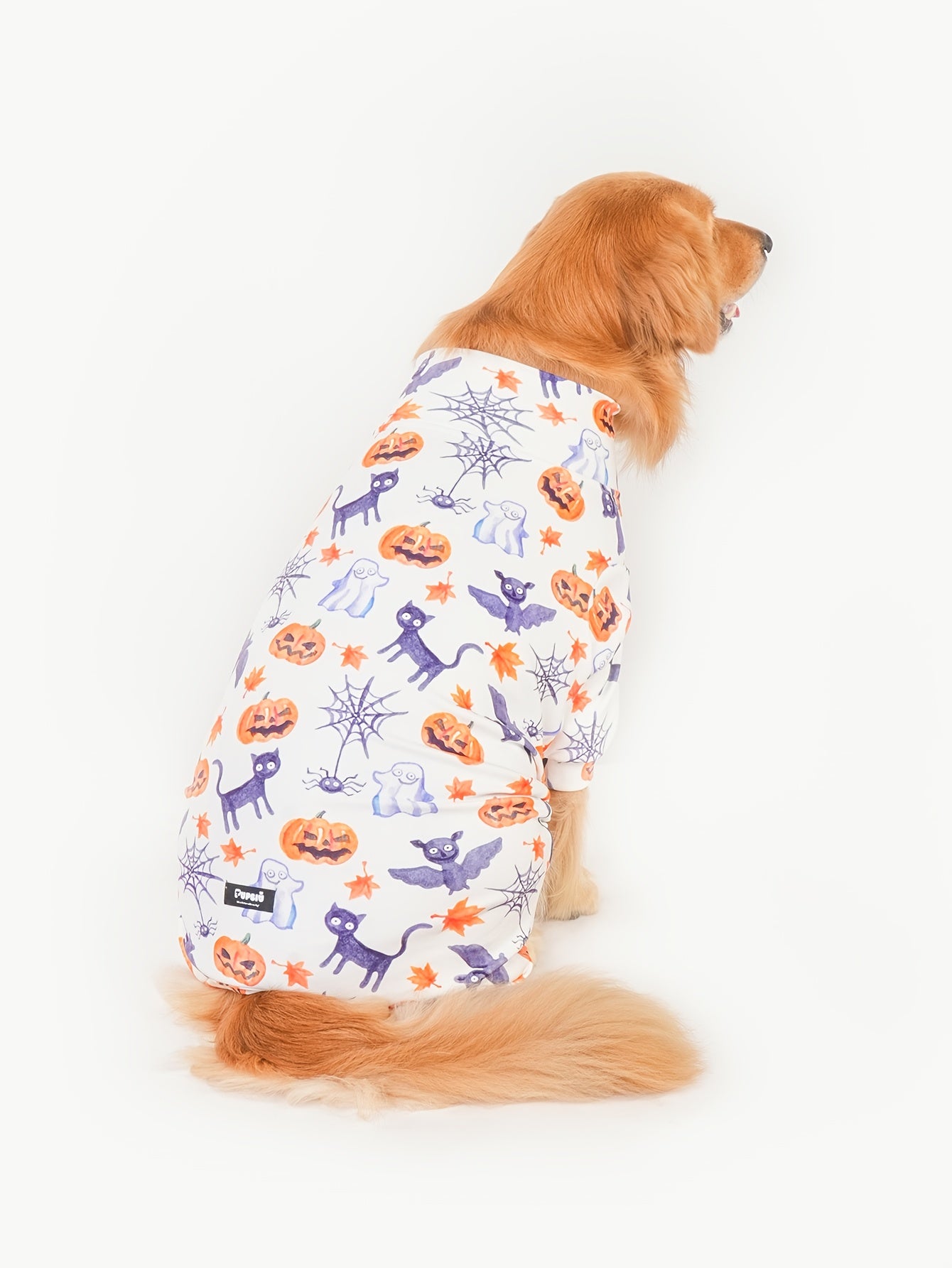 Pyjama Halloween Chien PUPBIU - Vêtement Doux Motifs Citrouille et Chauve-Souris