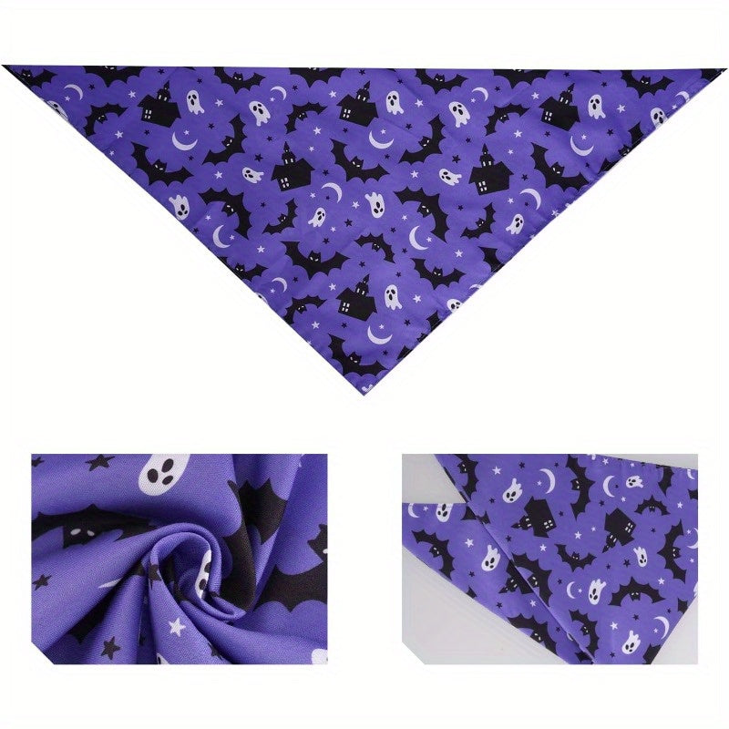 Pack 2 Bandanas Halloween Chien - Toile d'Araignée et Chauve-Souris Violet et Noir